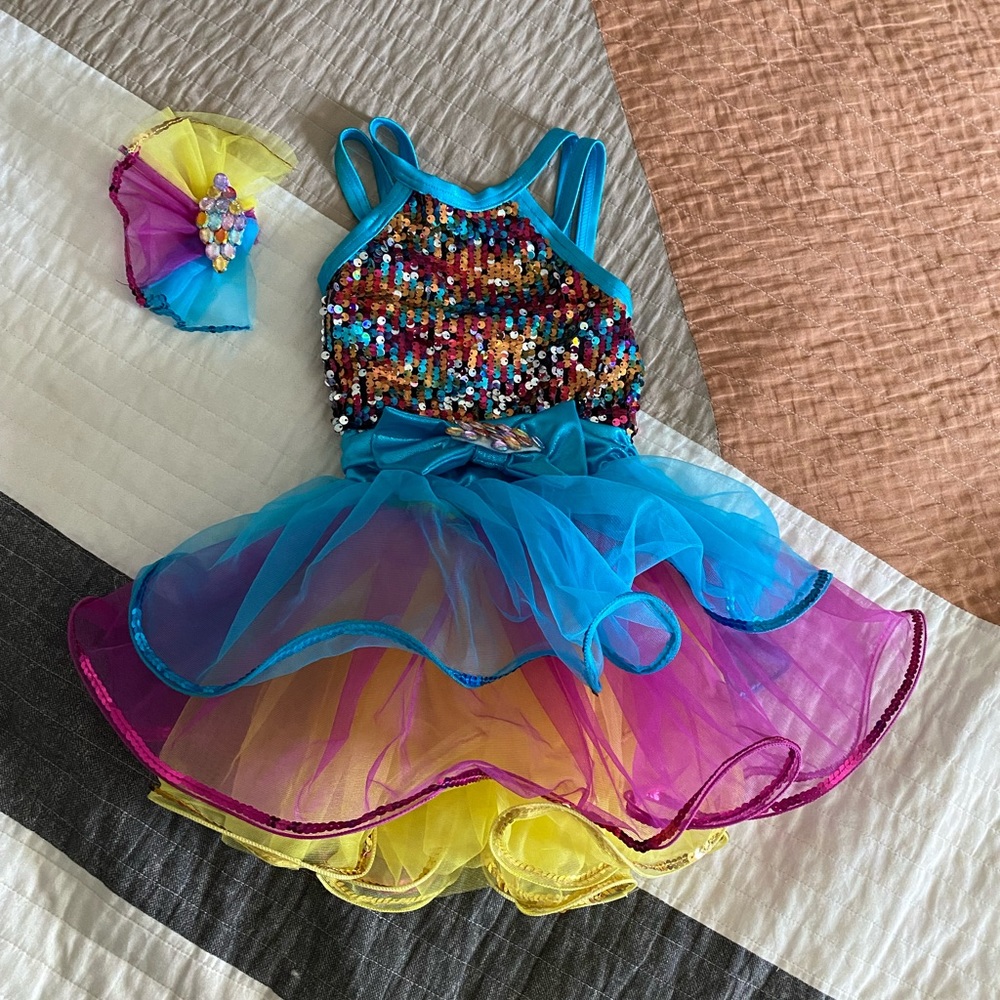 Ballet dance costume rainbow sequin
